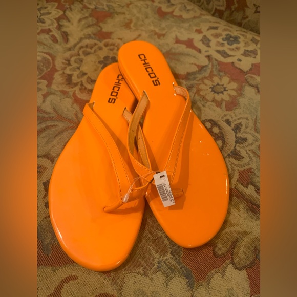 Go Vols! Lol! NWT Orange Chico’s flip flops size 7 - Picture 7 of 11